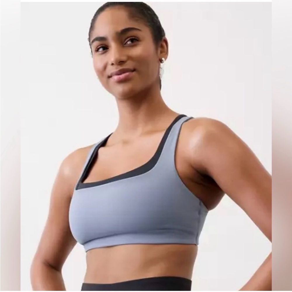 Athleta Double Up Bra - Shadow Blue/Black - Size Large - Best for D-DD Cups